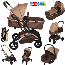 Baby Buggy Pram Car Seat Included 3 in 1 Travel System Pushchair Reversible UK