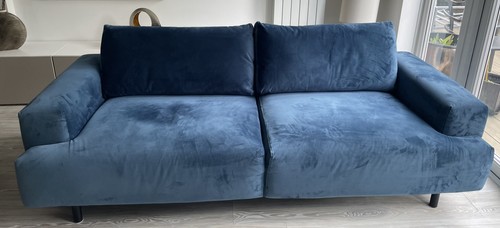 Velvet seater sofa - velvet, teal