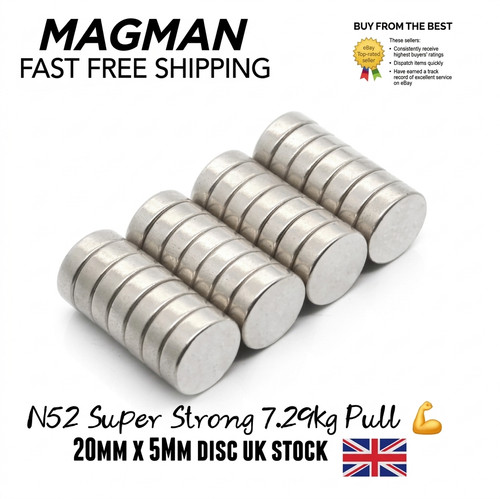 N52 20mm 5mm round - round, disc