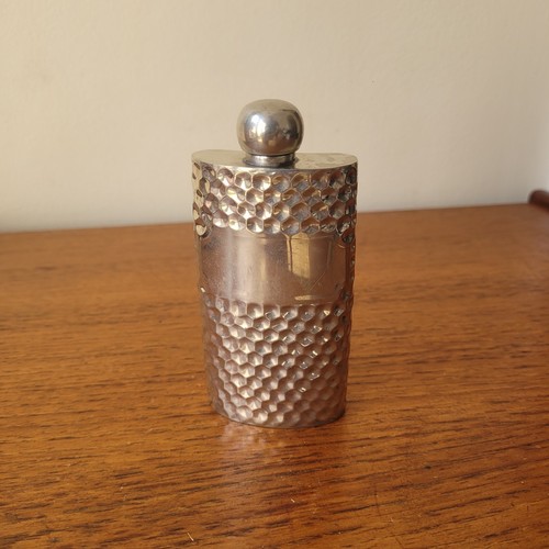 Vintage hammered pewter hip - pewter,
