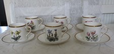Royal Worcester Demitasse Coffee Cups Cans And Saucers X 6 Alpine Flowers