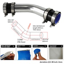 45 degree 60mm 2.36" Aluminum Turbo Intercooler Tube Pipe+Silicon Hose+Clamp BK