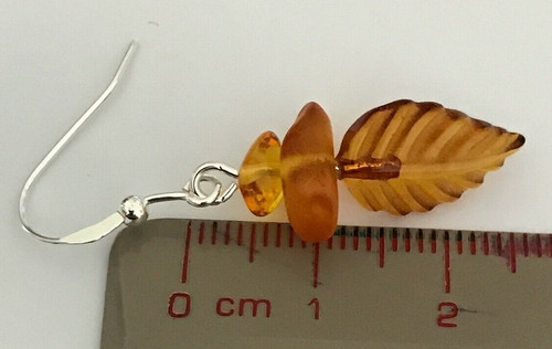 Baltic amber leaf 925 head - amber, pin