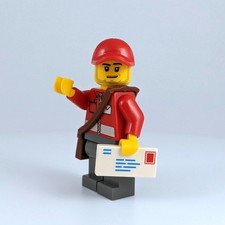 Lego Post Man Minifigure with Letter and Mail Bag - Brand New