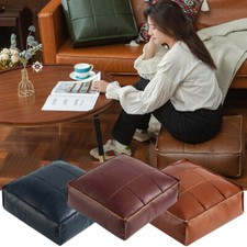 Square Moroccan Oil Wax Leather Floor Cushion Cover Handmade DIY with Zipper