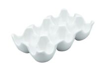 Egg Holder Tray White Ceramic Storage Crate 6 Eggs Container Kitchen Organiser