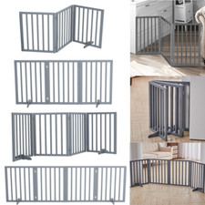 3/4 Panel Baby Safety Fence Dog Gate Wooden Pet Cat PlayPen Barrier Support Feet
