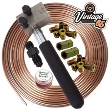 Brake Pipe Flaring Tool DIN Bubble + 3/16" Kunifer Brake Pipe Male Female Unions