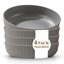 Set of 4 Pasta Bowls, 1.1l Large Pasta Serving Bowl Plastic Unbreakable Serving