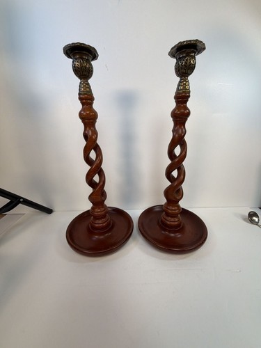 Vintage pair wooden barley - wooden,