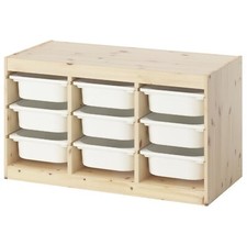 IKEA TROFAST Storage Unit White-Stained Pine with Boxes Kids Organizer New
