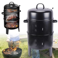 Charcoal BBQ Meat Grill Steel Smoker Box Smoked Barbeque Oven Cooking Food