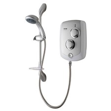 Triton Electric Shower White Chrome 5 Spray Pattern Round Bathroom Modern 10.5kW