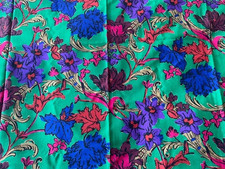 Liberty baroque bright green floral wool shawl 130cm square