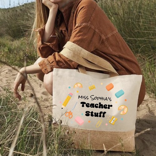 Custom teacher jute - custom, bag