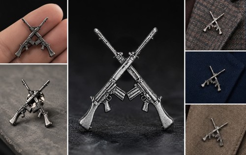 Crossed slr rifles pin badge - slr,