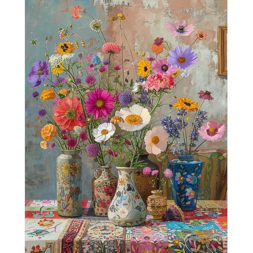 Flowers printed cross stitch - flowers,