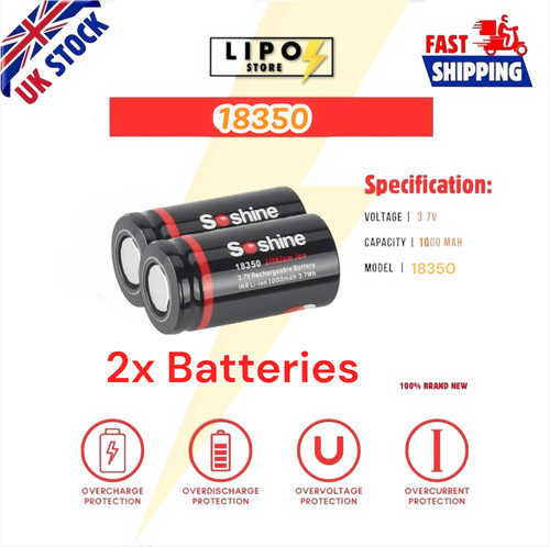 7v 18350 1000mah - ⚡2x, 3.7v