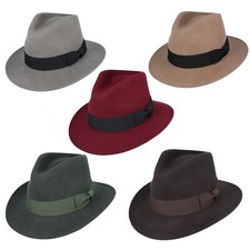 Fedora Hat 100% Wool Felt Crushable Fedora Hat UK Indiana Jones Style