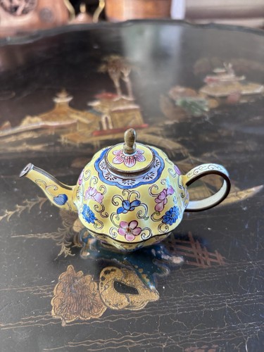 Vintage enamel mini teapot - vintage,