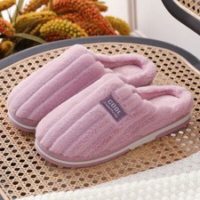 Womens Slippers Slider Ladies Warm Fur Lined Winter Warm Mules Shoes House Size