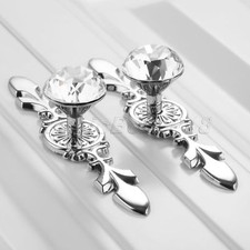 Glass Diamond Crystal Cupboard Cabinet Knob Drawer Furniture Door Handle Pull 1x