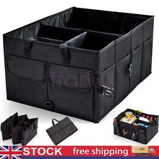 BLACK HEAVY DUTY COLLAPSIBLE CAR BOOT FOLDABLE ORGANISER TIDY 2-IN-1 STORAGE BOX