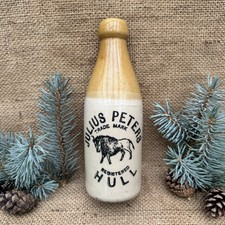 Old Vintage Printed Antique Ginger Beer Bottle JULIUS PETERS HULL c1910’s