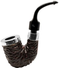 Peterson 'Pub Pipe' Sterling Silver Cap Rustic Finish Extra Large Bent Oom Paul