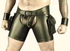 MENS 100% GENUINE & SOFT LAMBS LEATHER CHAPS SHORTS & WRIST BANDS most sizes