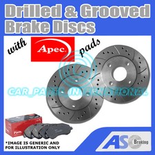Drilled & Grooved 5 Stud 265mm Solid Brake Discs (Pair) D_G_592 with Apec Pads