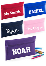 Personalised Childs Pencil Case Kids Office Stationery Quadra Zip School Bag 