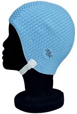 Blue REEF Ladies Rubber Bubble Plain Pastel Blue Swimming Hat Vintage Ex Display