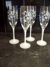 4 X AVON LEAD CRYSTAL HUMMINGBIRD CHAMPAGNE PROSECCO FLUTES GLASSES