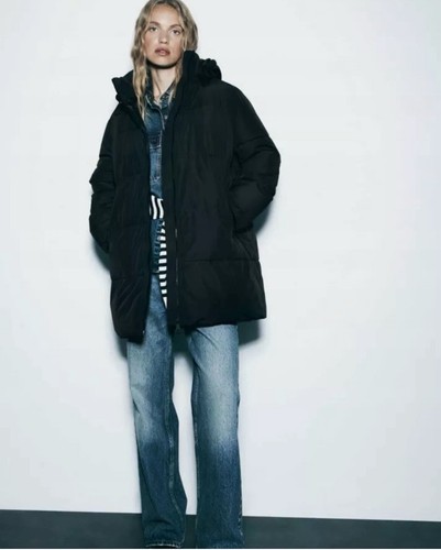 Zara black hooded puffer - zara,