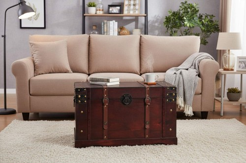 Wooden storage chest antique - storage,