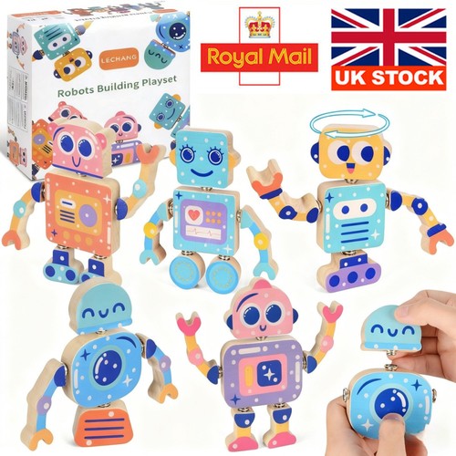 28pcs wooden robot building - wooden,