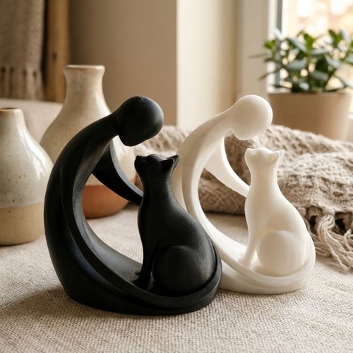 Modern abstract human and - human, cat