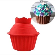 Giant Cupcake Mold Non-Stick Big Top Cake Silicone Mold Red W/ Booklet 