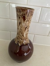 31 Cm MELBA Ware Fine Arts MFA 10 Large Mid Century Brown Drip Glaze Vase 1960s