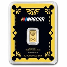 Gold Bar 1 Gram Gold 9999 NASCAR Racing Mexico City in Original Blister