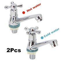 Traditional Basin Sink Hot and Cold Taps Pair Chrome Bathrooms Water Tap 2Pcs