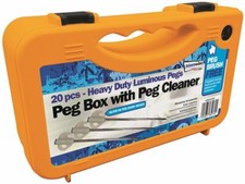 Camping Outdoors Glow in the Dark Hard Ground Tent & Awning Pegs x 20 with Case