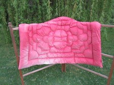 Vintage bedding single raspberry red eiderdown quilt fair condition for prop use