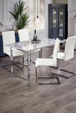 New Marble Effect Milan Dining Table and Chairs Set