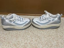 Women Sketchers Shape-ups White Silver Sneakers Walk Fitness Rocker Shoes Size 6