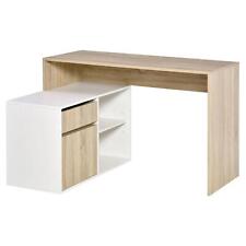 HOMCOM L-Shaped Desk Corner Computer Desk with Storage Drawer Adjustable Shelf