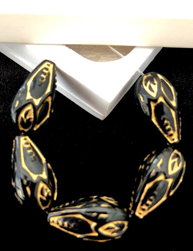 Large black teardrop beads - large, beads-1