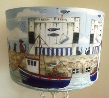 Cat & Dog Harbour Lamp shade,lampshade seaside blue shabby chic  Free Gift