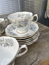 ROYAL ALBERT Silver Maple TEA CUP SAUCER Tea Plate TRIOS X 6 (No Teapot)